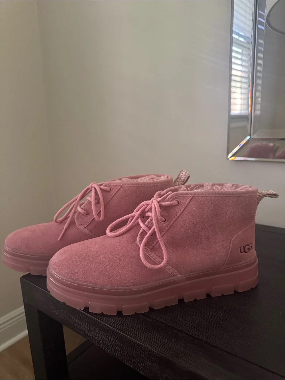UGG Neumel Boot - Pink Suede Lace-Up Winter Boots